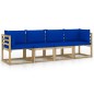 vidaXL Divano da Giardino a 4 Posti con Cuscini Blu vidaXL Divano da Giardino a 4 Posti con Cuscini Blu