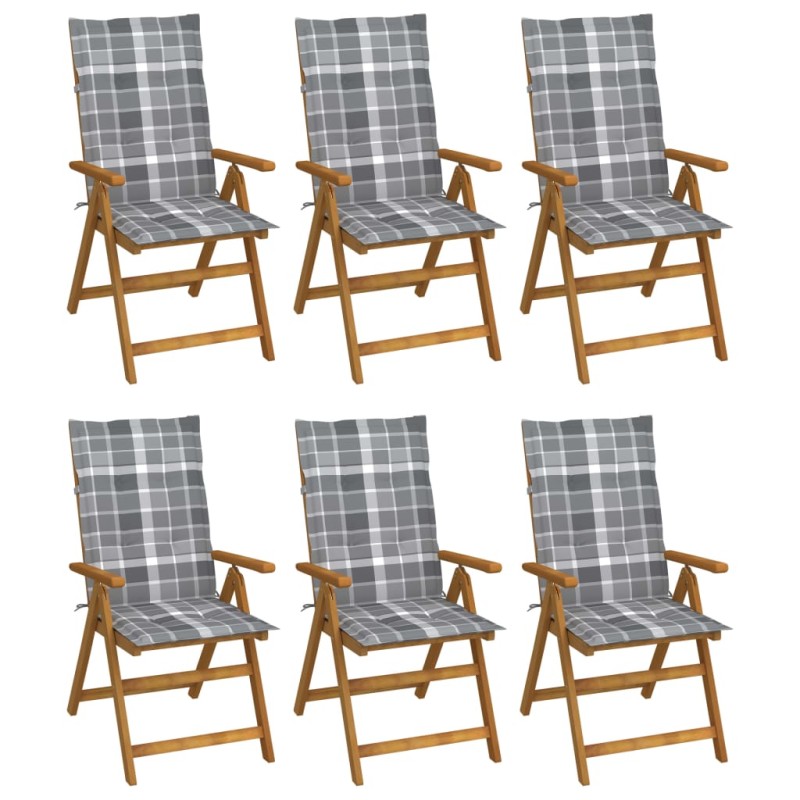 vidaXL Sedie da Giardino Pieghevoli 6 pz con Cuscini Massello Acacia vidaXL Sedie da Giardino Pieghevoli 6 pz con Cuscini Massello Acacia