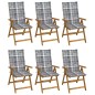 vidaXL Sedie da Giardino Pieghevoli 6 pz con Cuscini Massello Acacia vidaXL Sedie da Giardino Pieghevoli 6 pz con Cuscini Massello Acacia