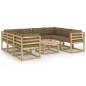 vidaXL Set Salotto Giardino con Cuscini 9 pz in Pino Impregnato vidaXL Set Salotto Giardino con Cuscini 9 pz in Pino Impregnato