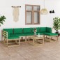vidaXL Set Salotto Giardino con Cuscini 8 pz in Pino Impregnato vidaXL Set Salotto Giardino con Cuscini 8 pz in Pino Impregnato