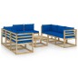 vidaXL Set Salotto Giardino con Cuscini 9 pz in Pino Impregnato vidaXL Set Salotto Giardino con Cuscini 9 pz in Pino Impregnato