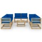 vidaXL Set Salotto Giardino con Cuscini 9 pz in Pino Impregnato vidaXL Set Salotto Giardino con Cuscini 9 pz in Pino Impregnato