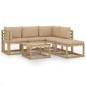 vidaXL Set Salotto da Giardino 6 pz con Cuscini Beige vidaXL Set Salotto da Giardino 6 pz con Cuscini Beige