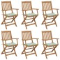 vidaXL Sedie da Giardino Pieghevoli 6 pz con Cuscini Massello Acacia vidaXL Sedie da Giardino Pieghevoli 6 pz con Cuscini Massello Acacia