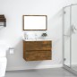 Set Mobili da Bagno 2 pz Rovere Fumo in Legno Multistrato Set Mobili da Bagno 2 pz Rovere Fumo in Legno Multistrato