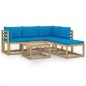 vidaXL Set Salotto da Giardino 6 pz con Cuscini Blu Chiaro vidaXL Set Salotto da Giardino 6 pz con Cuscini Blu Chiaro