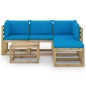 vidaXL Set Salotto da Giardino 6 pz con Cuscini Blu Chiaro vidaXL Set Salotto da Giardino 6 pz con Cuscini Blu Chiaro