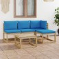 vidaXL Set Salotto da Giardino 5pz con Cuscini Blu Chiaro vidaXL Set Salotto da Giardino 5pz con Cuscini Blu Chiaro