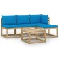 vidaXL Set Salotto da Giardino 5pz con Cuscini Blu Chiaro vidaXL Set Salotto da Giardino 5pz con Cuscini Blu Chiaro