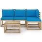vidaXL Set Salotto da Giardino 5pz con Cuscini Blu Chiaro vidaXL Set Salotto da Giardino 5pz con Cuscini Blu Chiaro