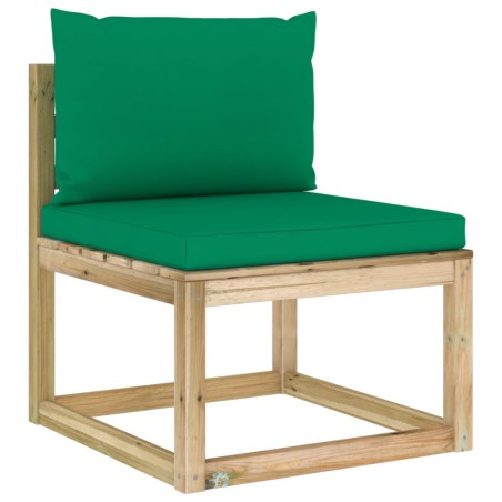 vidaXL Divano Centrale da Giardino con Cuscini Pino Impregnato Verde