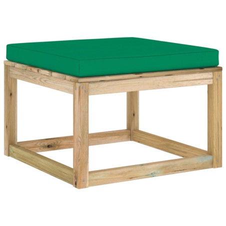 vidaXL Ottomana da Giardino con Cuscino in Legno Impregnato Verde