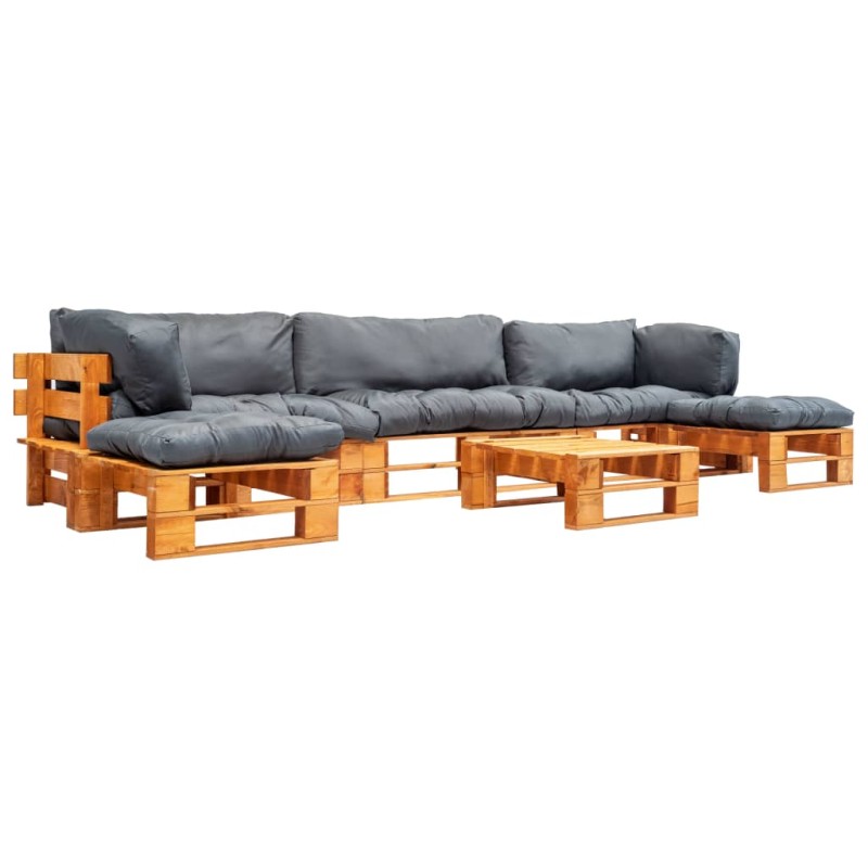 vidaXL Set Divani da Giardino su Pallet 6 pz Cuscini Grigi in Legno vidaXL Set Divani da Giardino su Pallet 6 pz Cuscini Grigi in Legno