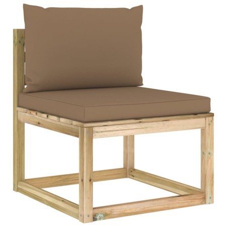vidaXL Divano Centrale da Giardino con Cuscini Pino Impregnato Verde