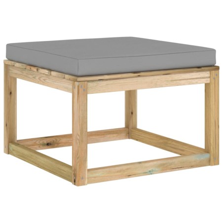 vidaXL Ottomana da Giardino con Cuscino in Legno Impregnato Verde