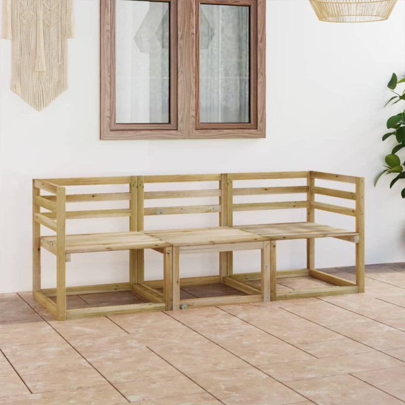 vidaXL Divano da Giardino a 3 Posti Legno di Pino Impregnato Verde vidaXL Divano da Giardino a 3 Posti Legno di Pino Impregnato Verde