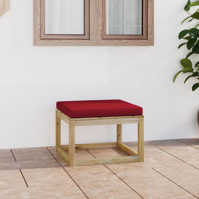 vidaXL Ottomana da Giardino con Cuscino in Legno Impregnato Verde vidaXL Ottomana da Giardino con Cuscino in Legno Impregnato Verde