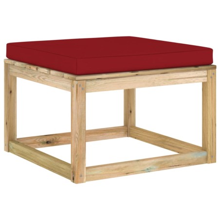 vidaXL Ottomana da Giardino con Cuscino in Legno Impregnato Verde