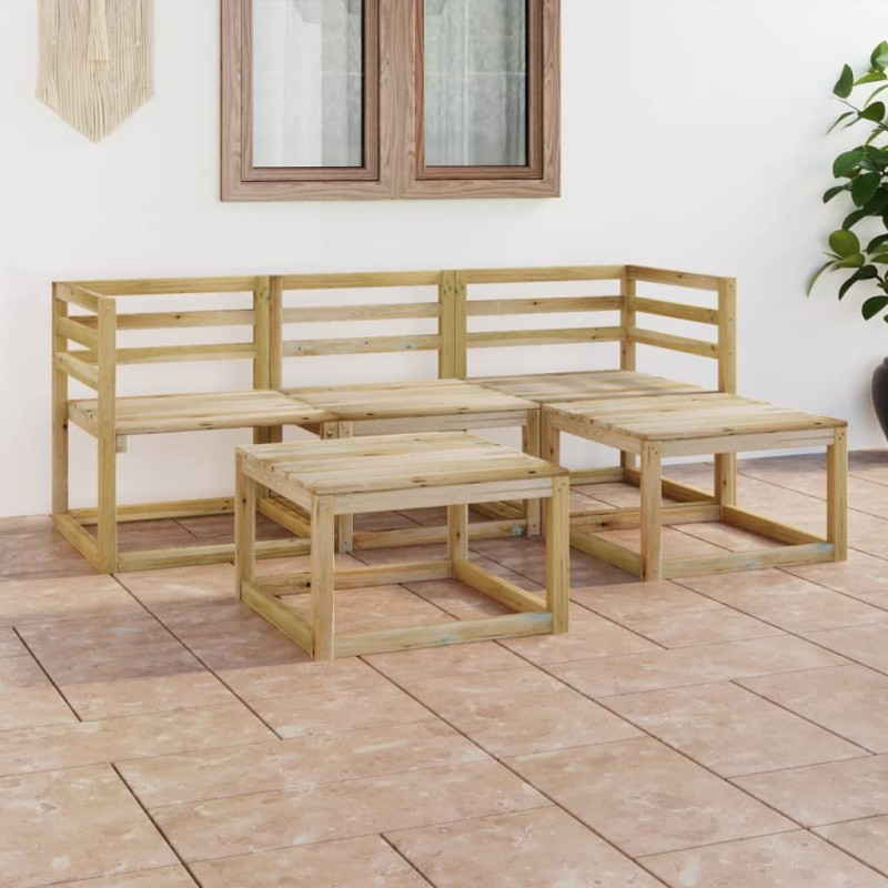 vidaXL Set Salotto da Giardino 5 pz in Legno di Pino Impregnato Verde vidaXL Set Salotto da Giardino 5 pz in Legno di Pino Impregnato Verde