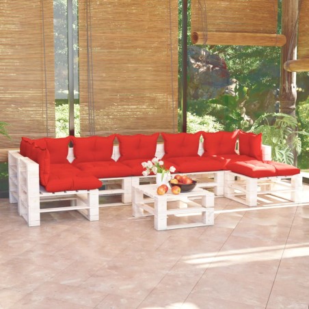 vidaXL Salotto da Giardino su Pallet 8 pz con Cuscini in Legno di Pino