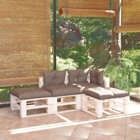 vidaXL Salotto Giardino in Pallet con Cuscini 4 pz in Legno di Pino