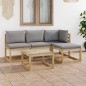 vidaXL Set Salotto da Giardino 5 pz con Cuscini Grigi vidaXL Set Salotto da Giardino 5 pz con Cuscini Grigi