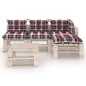 vidaXL Set Salotto Giardino su Pallet Cuscini 5 pz in Legno di Pino vidaXL Set Salotto Giardino su Pallet Cuscini 5 pz in Legno di Pino