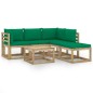 vidaXL Set Salotto da Giardino 6 pz con Cuscini Verdi