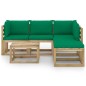 vidaXL Set Salotto da Giardino 6 pz con Cuscini Verdi
