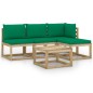 vidaXL Set Salotto da Giardino 5 pz con Cuscini Verdi
