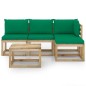 vidaXL Set Salotto da Giardino 5 pz con Cuscini Verdi