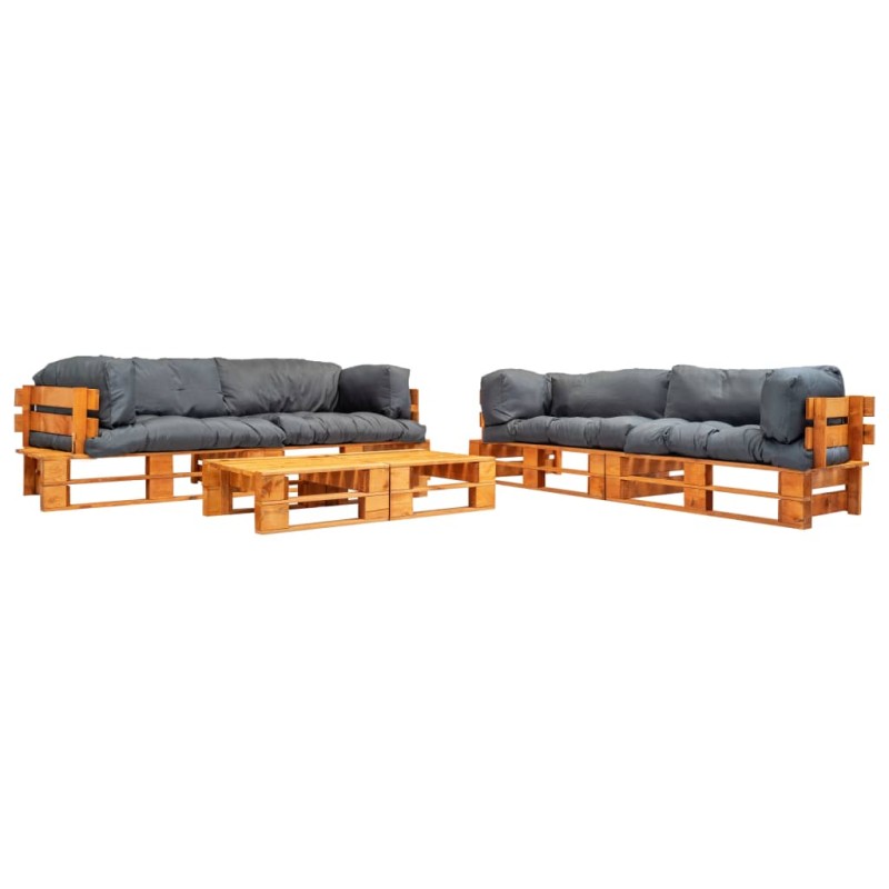 vidaXL Set Divani da Giardino Pallet 6 pz con Cuscini Grigi in Legno vidaXL Set Divani da Giardino Pallet 6 pz con Cuscini Grigi in Legno