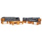 vidaXL Set Divani da Giardino Pallet 6 pz con Cuscini Grigi in Legno vidaXL Set Divani da Giardino Pallet 6 pz con Cuscini Grigi in Legno