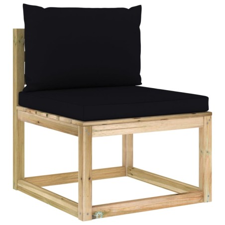vidaXL Divano Centrale da Giardino con Cuscini Pino Impregnato Verde