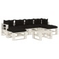 vidaXL Set Salotto da Giardino su Pallet 7pz con Cuscini Neri in Legno vidaXL Set Salotto da Giardino su Pallet 7pz con Cuscini Neri in Legno