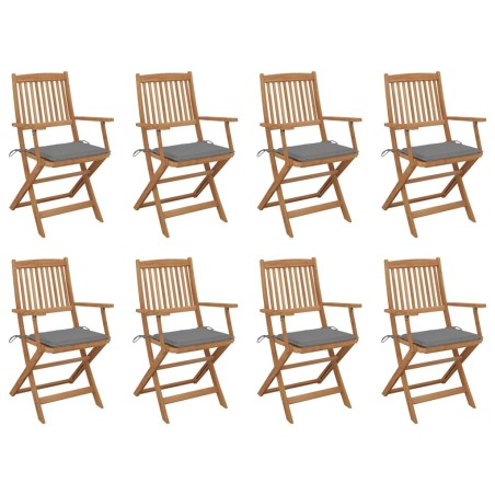 vidaXL Sedie da Giardino Pieghevoli 8 pz con Cuscini Massello Acacia