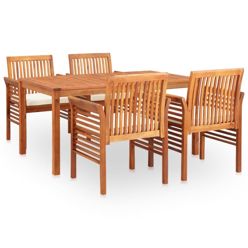 vidaXL Set da Pranzo da Giardino 5 pz con Cuscini Massello di Acacia vidaXL Set da Pranzo da Giardino 5 pz con Cuscini Massello di Acacia