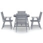 vidaXL Set Pranzo da Giardino 5 pz in Legno Massello di Acacia Grigio