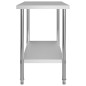 vidaXL Tavolo Lavoro Cucina con Mensola 120x60x150 cm in Acciaio Inox