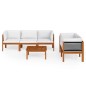 vidaXL Set Divani da Giardino 6 pz con Cuscini Crema Massello Acacia vidaXL Set Divani da Giardino 6 pz con Cuscini Crema Massello Acacia