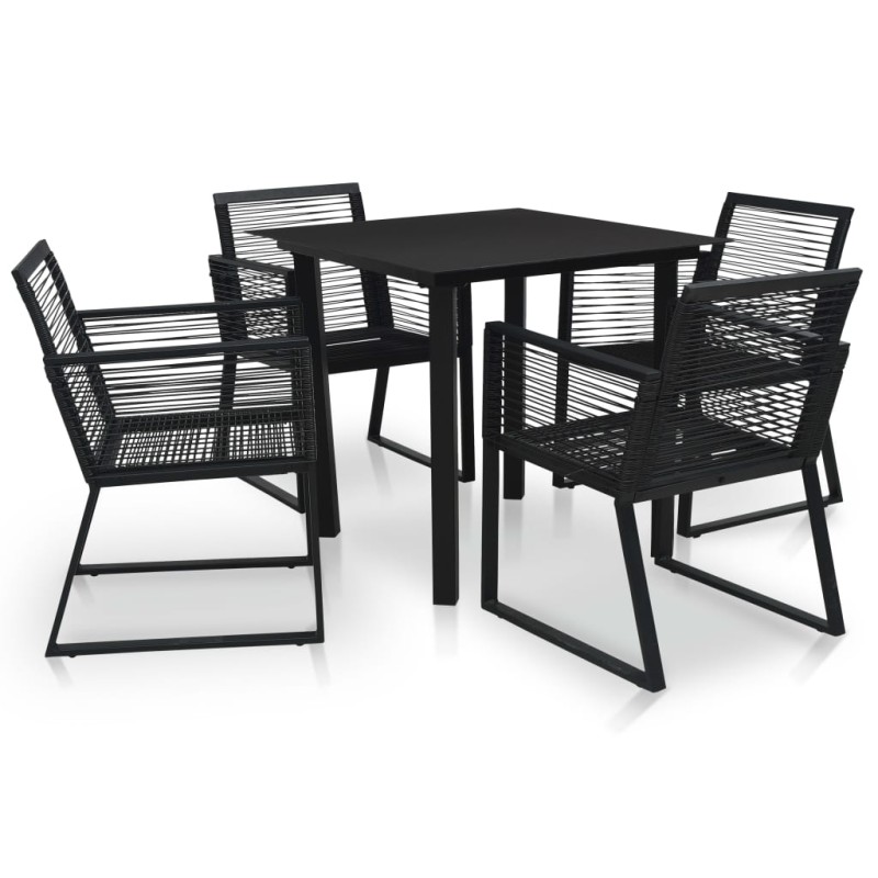 vidaXL Set da Pranzo da Giardino 5 pz in Rattan PVC Nero vidaXL Set da Pranzo da Giardino 5 pz in Rattan PVC Nero