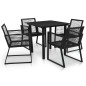 vidaXL Set da Pranzo da Giardino 5 pz in Rattan PVC Nero vidaXL Set da Pranzo da Giardino 5 pz in Rattan PVC Nero