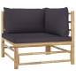 vidaXL Set Divani da Giardino 7 pz con Cuscini Grigio Scuro in Bambù vidaXL Set Divani da Giardino 7 pz con Cuscini Grigio Scuro in Bambù