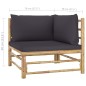 vidaXL Set Divani da Giardino 7 pz con Cuscini Grigio Scuro in Bambù vidaXL Set Divani da Giardino 7 pz con Cuscini Grigio Scuro in Bambù