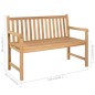 vidaXL Panca da Giardino e Cuscino Bianco Crema 120cm Massello di Teak