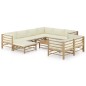 vidaXL Set Salotto da Giardino 10pz con Cuscini Bianco Crema in Bambù vidaXL Set Salotto da Giardino 10pz con Cuscini Bianco Crema in Bambù