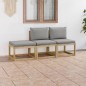 Set Divani da Giardino 3 pz con Cuscini Grigi Set Divani da Giardino 3 pz con Cuscini Grigi