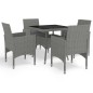 vidaXL Set Mobili da Pranzo da Giardino 5 pz Grigio Polyrattan e Vetro vidaXL Set Mobili da Pranzo da Giardino 5 pz Grigio Polyrattan e Vetro
