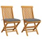 vidaXL Sedie da Giardino con Cuscini Grigi 2 pz in Massello di Teak vidaXL Sedie da Giardino con Cuscini Grigi 2 pz in Massello di Teak
